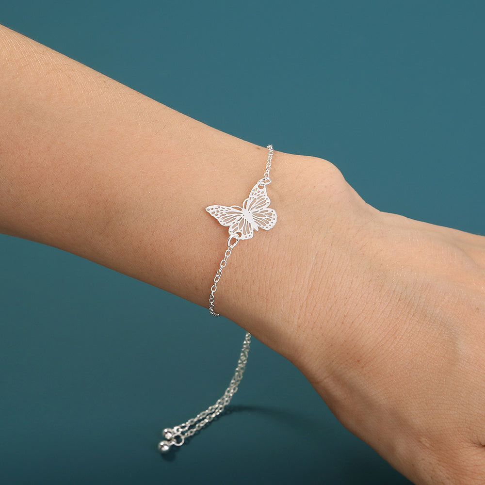Silver Copper Plate luminous butterfly dripping oil luminous bracelet
