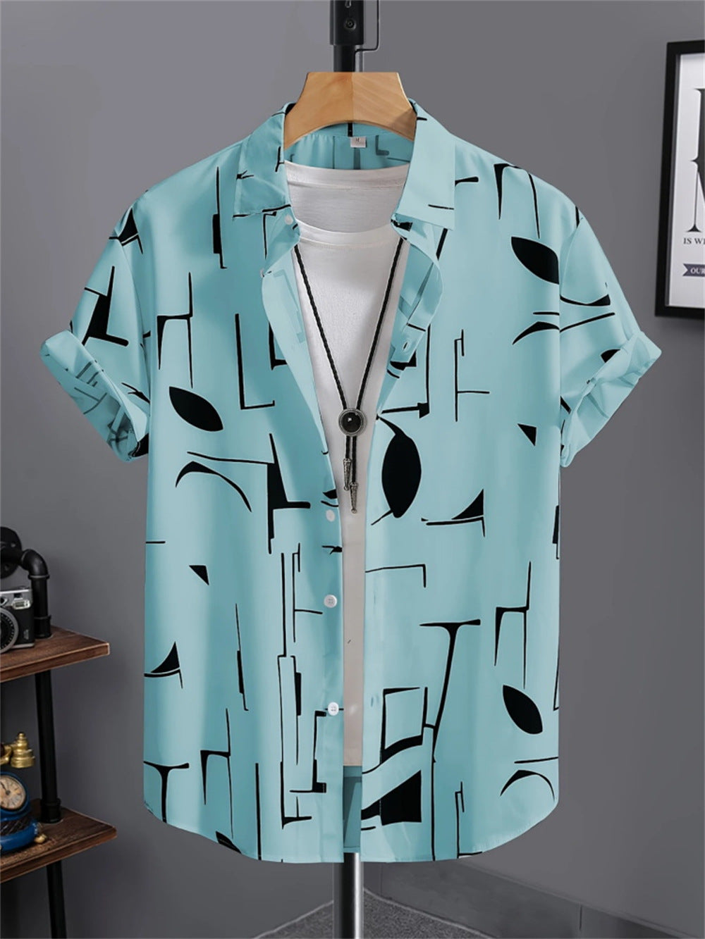 "Past Meets Prestige – Luxury Retro Print Shirt with 3D Flair"