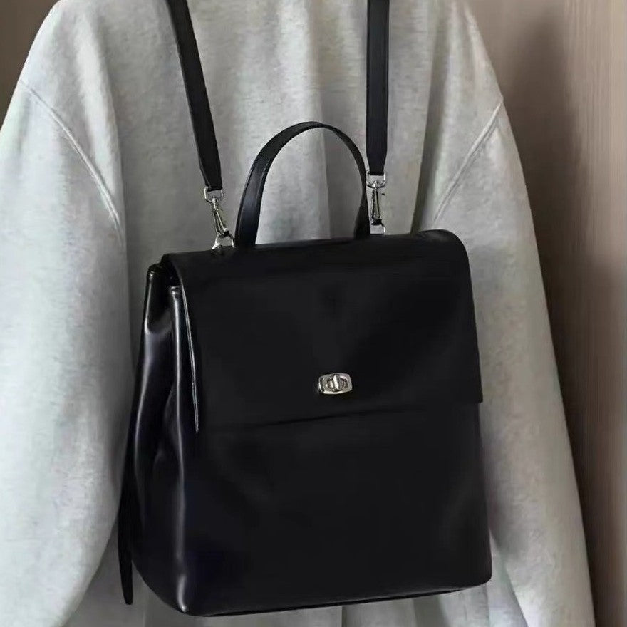 "Vintage Luxe – Korean Retro Oil Wax Leather Backpack"
