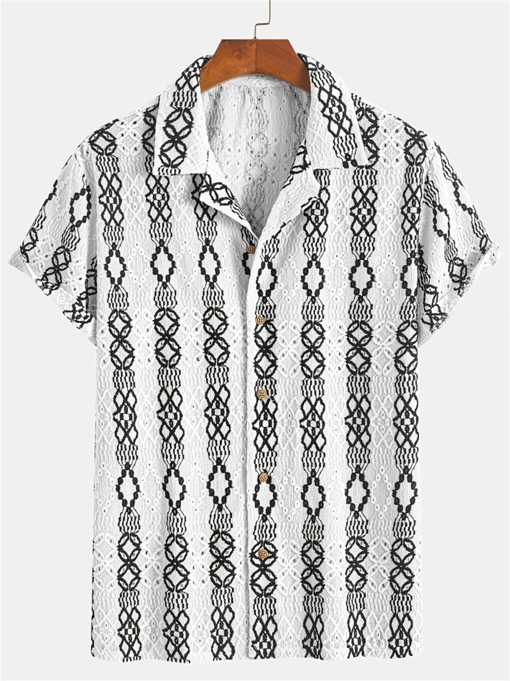 "Past Meets Prestige – Luxury Retro Print Shirt with 3D Flair"