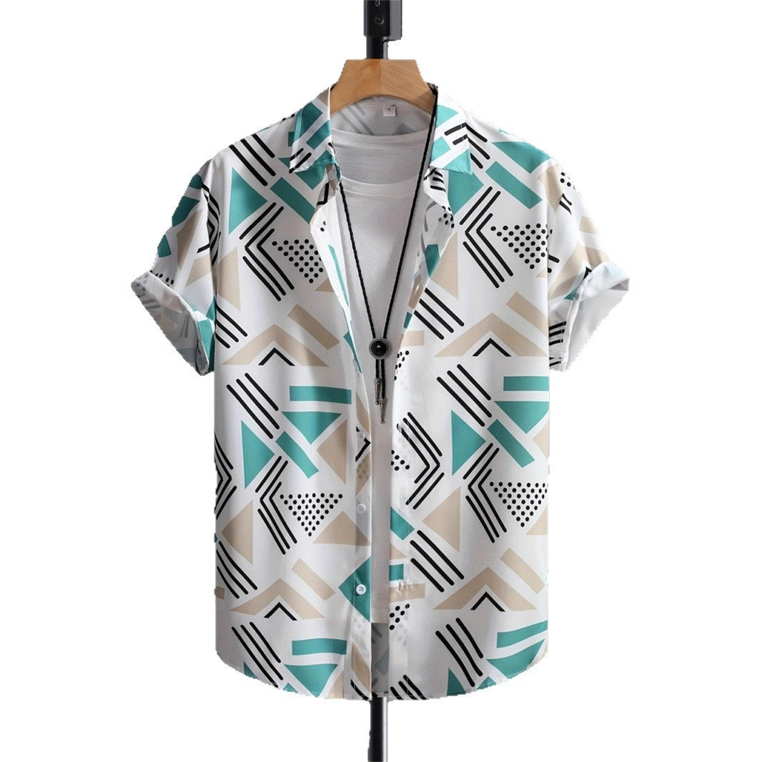 "Past Meets Prestige – Luxury Retro Print Shirt with 3D Flair"