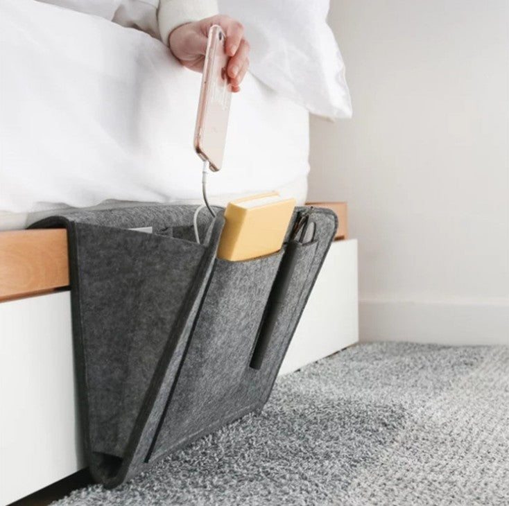 The Luxe Organizer – Felt Bedside Storage Bag with Anti-Slip Design