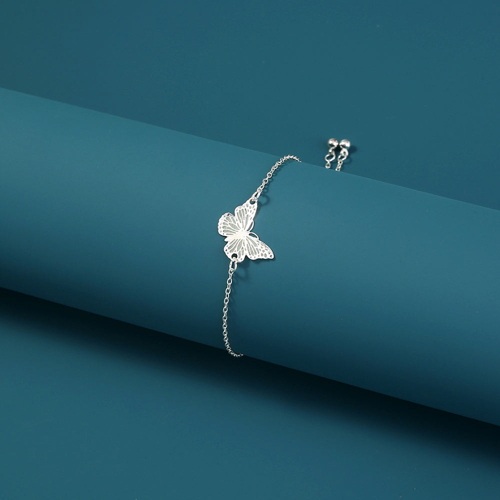 Silver Copper Plate luminous butterfly dripping oil luminous bracelet