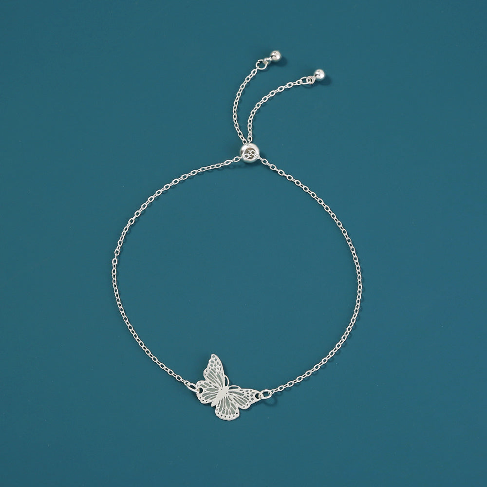 Silver Copper Plate luminous butterfly dripping oil luminous bracelet