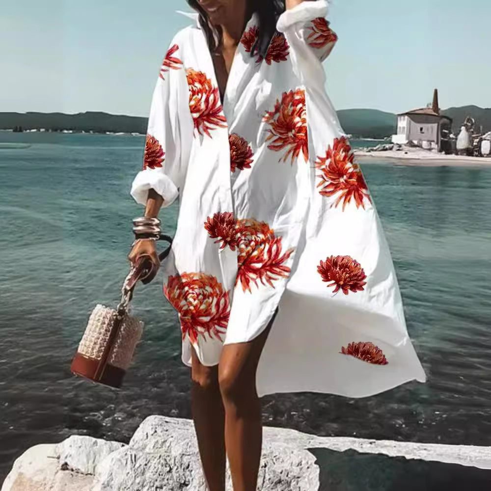 Artistry in Motion – Luxe Digital Print Shirt Dress