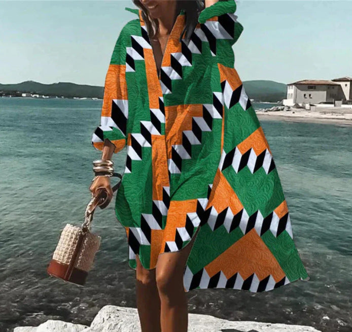 Artistry in Motion – Luxe Digital Print Shirt Dress