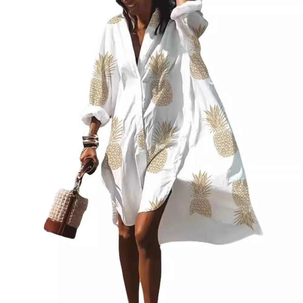 Artistry in Motion – Luxe Digital Print Shirt Dress