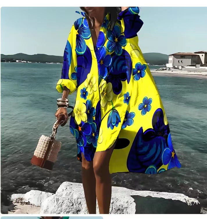 Artistry in Motion – Luxe Digital Print Shirt Dress