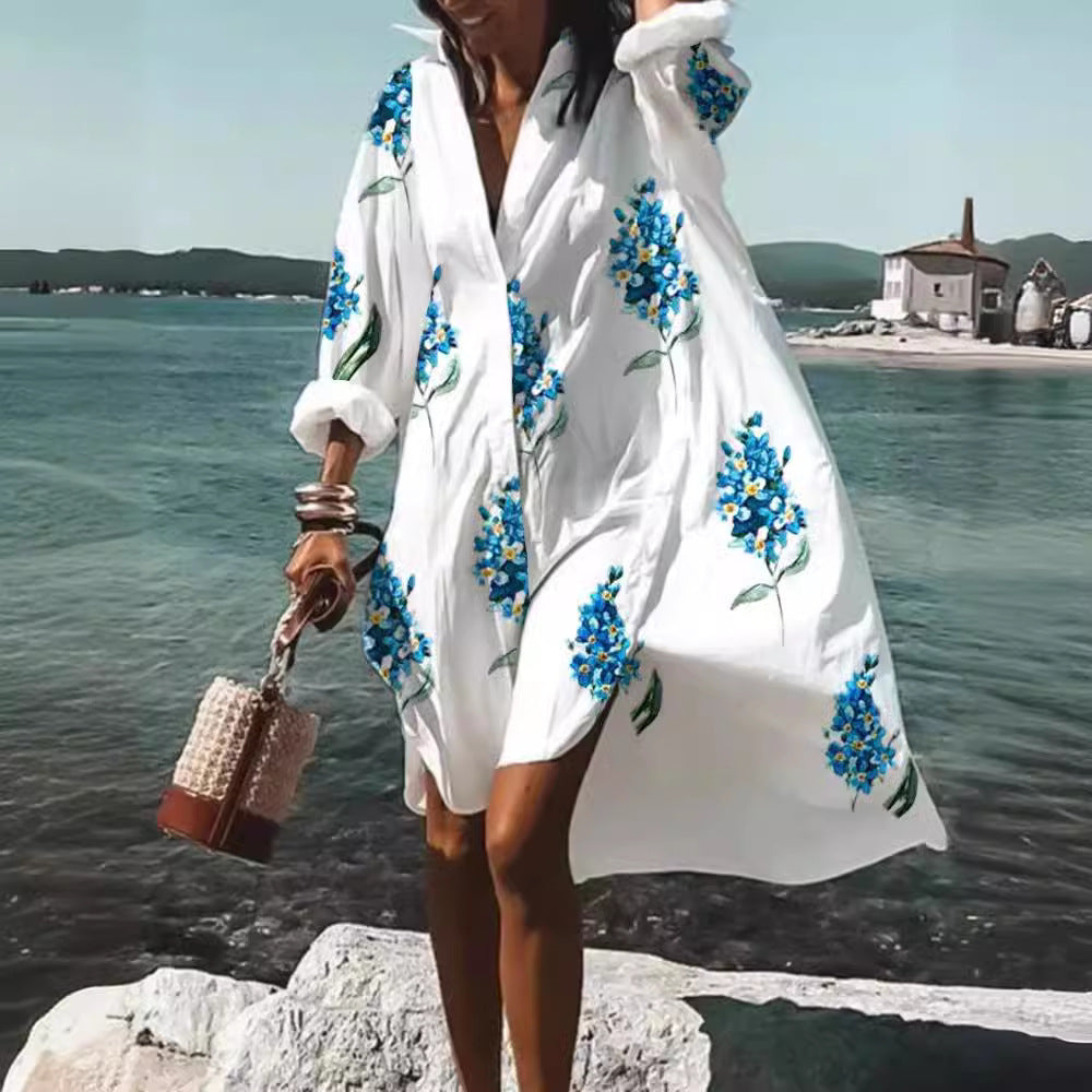 Artistry in Motion – Luxe Digital Print Shirt Dress