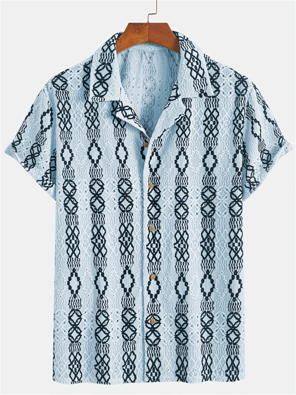 "Past Meets Prestige – Luxury Retro Print Shirt with 3D Flair"