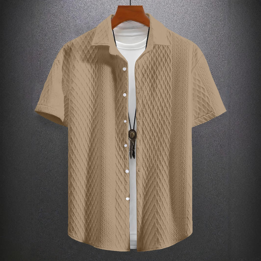 "The Luxe Twist – Men’s Knit Shirt with Signature Over-Turned Collar"