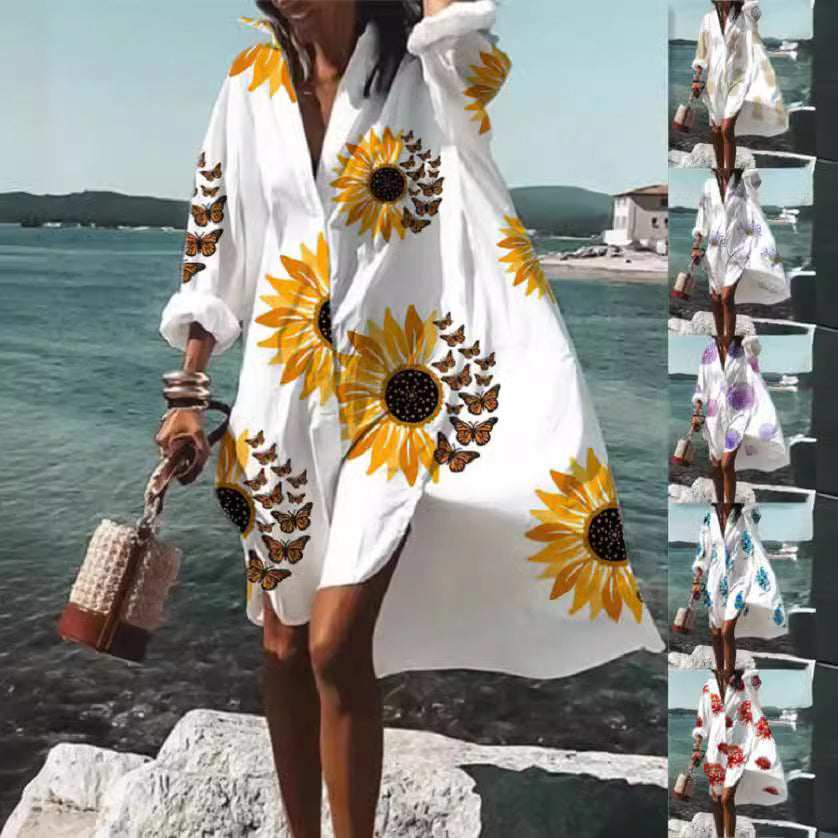 Artistry in Motion – Luxe Digital Print Shirt Dress