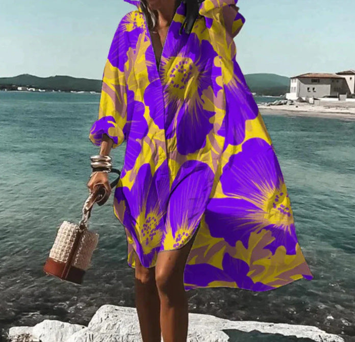 Artistry in Motion – Luxe Digital Print Shirt Dress
