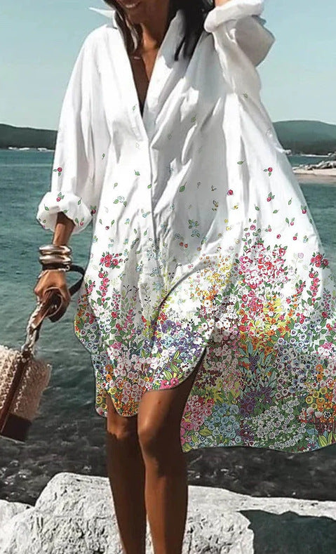 Artistry in Motion – Luxe Digital Print Shirt Dress