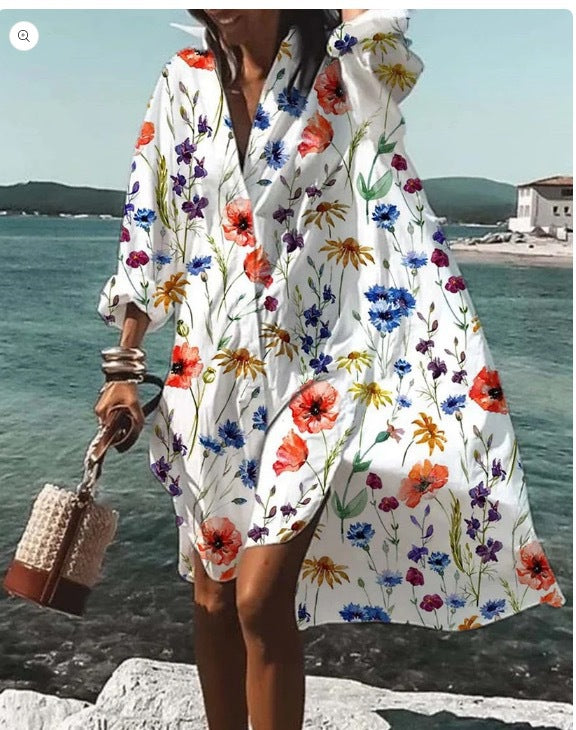 Artistry in Motion – Luxe Digital Print Shirt Dress