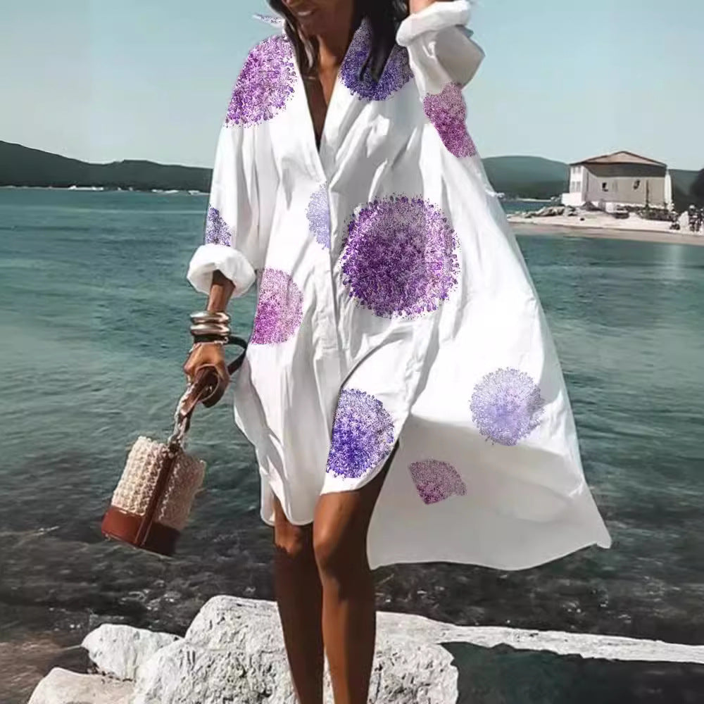Artistry in Motion – Luxe Digital Print Shirt Dress