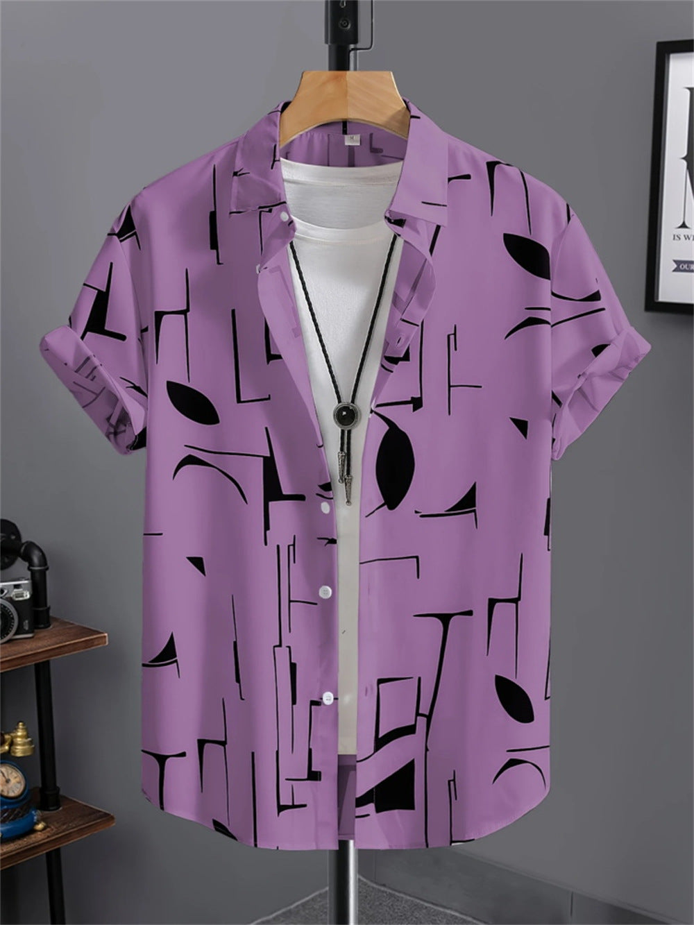 "Past Meets Prestige – Luxury Retro Print Shirt with 3D Flair"