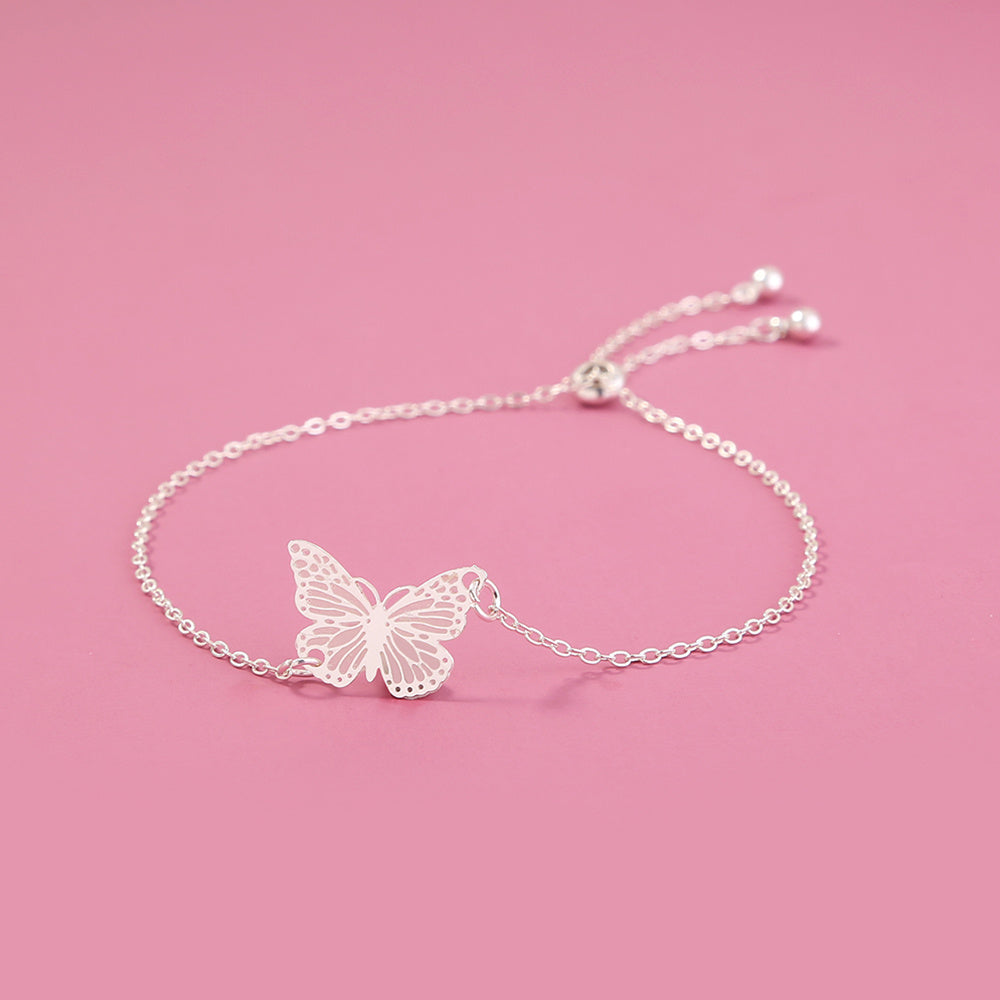 Silver Copper Plate luminous butterfly dripping oil luminous bracelet