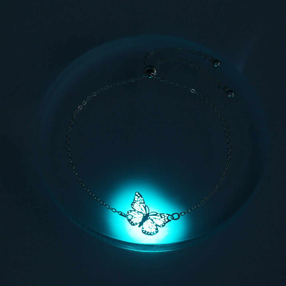 Silver Copper Plate luminous butterfly dripping oil luminous bracelet