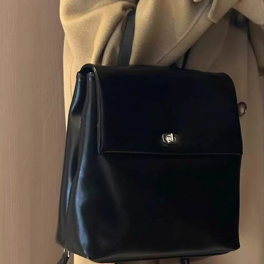 "Vintage Luxe – Korean Retro Oil Wax Leather Backpack"