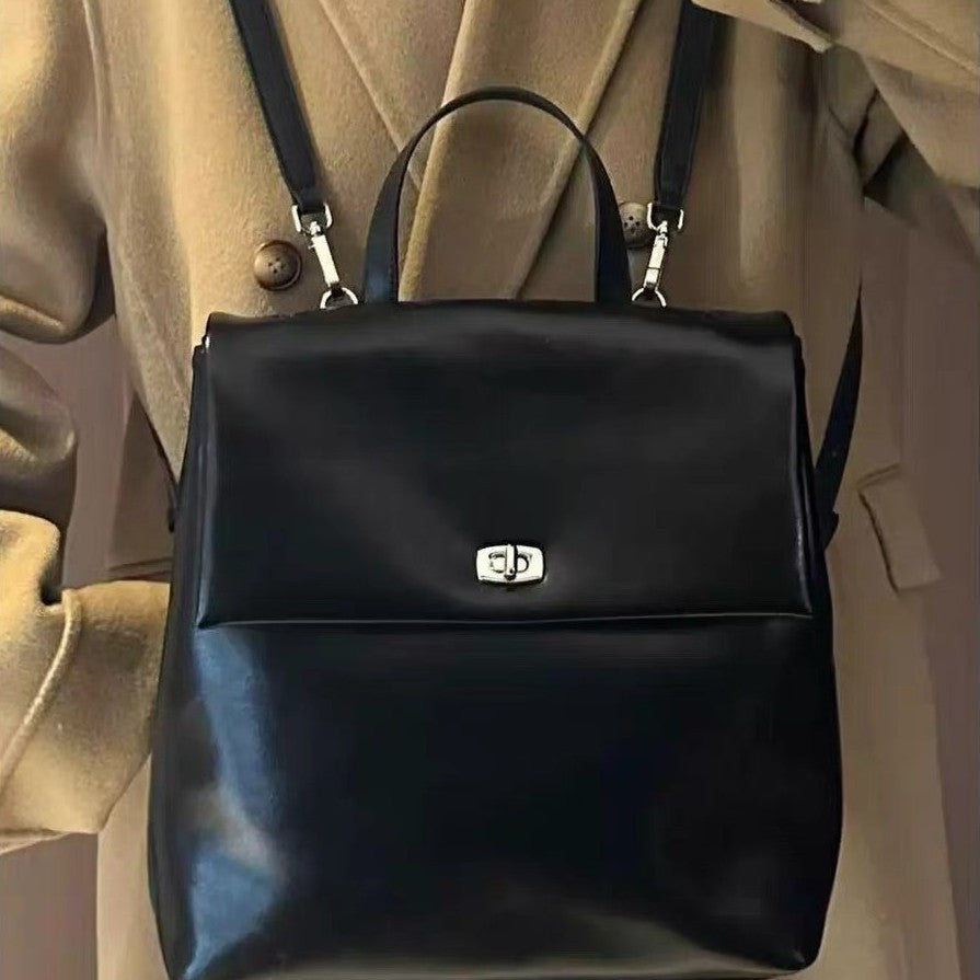 "Vintage Luxe – Korean Retro Oil Wax Leather Backpack"