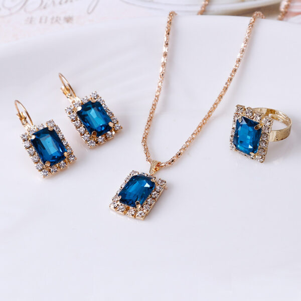 The Crystal Set Necklace Earring Ring Three-piece Set - Image 6