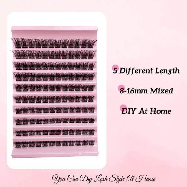 Ten Rows Of Natural Curling Mixed Length DIY Cluster Individual False Eyelash Segment False Eyelashes - Image 3